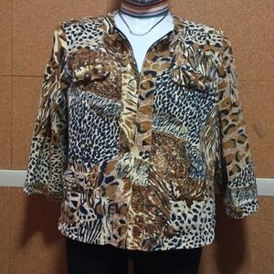 WESTBOUND WOMAN Safari Blouse with Zip Front SIZE 2X